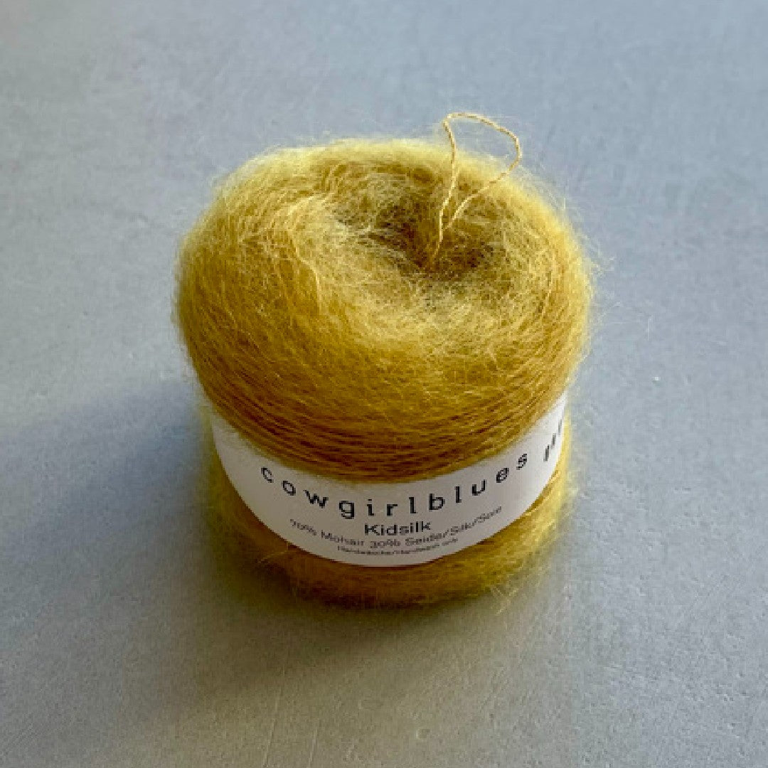 Mustard Kidsilk Solid mohair garn fra cowgirlblues