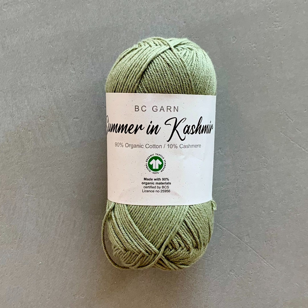 Lysegrøn Summer in Kashmir GOTS certificeret garn med bomuld og cashmere garn