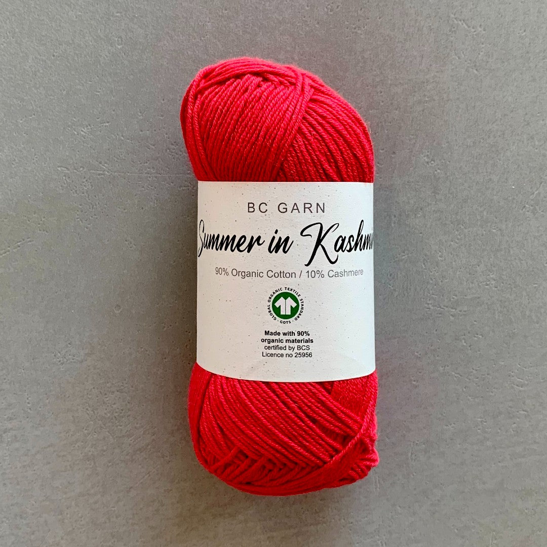 Mørkerød Summer in Kashmir GOTS certificeret garn med bomuld og cashmere garn