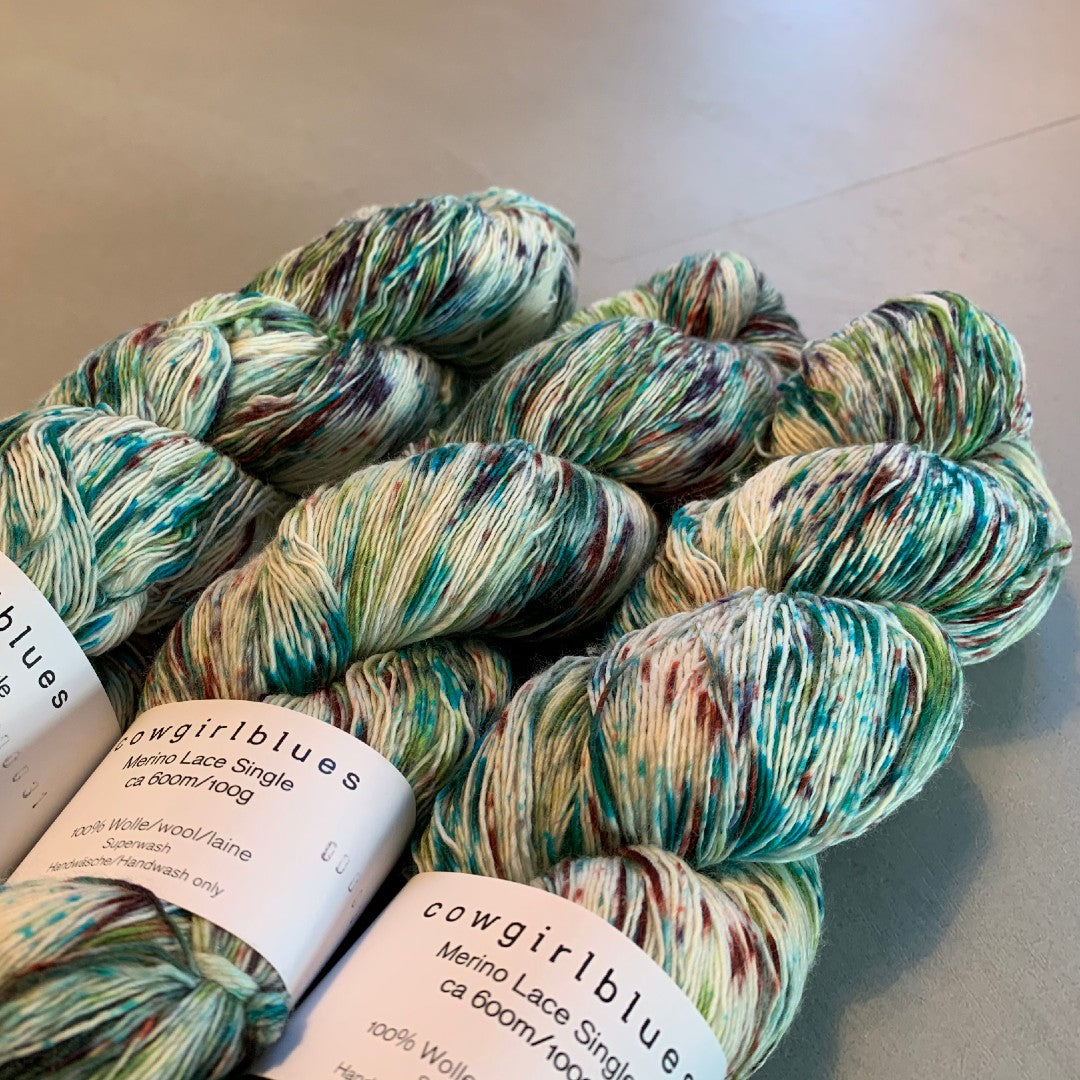 Merino Lace Single flerfarvet merino uld fra Cowgirlblues